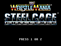 WWF Wrestlemania Steel Cage Challenge title screen for Sega Master System